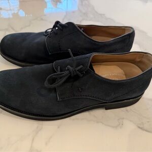 Tod's Men's Navy Suede Derby Lace-Up Shoes